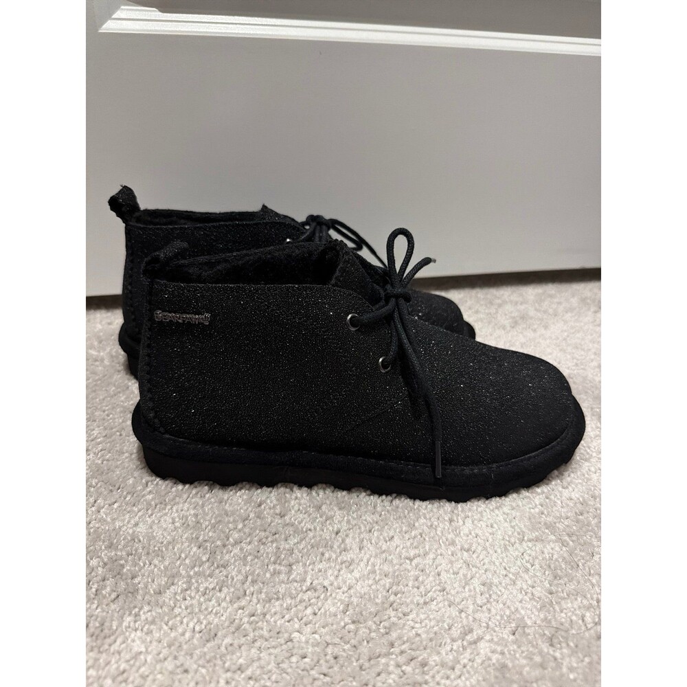 NEW BearPaw Ankle Lace Up Boots Black Caviar Bling Sparkle Shoes Shoes Chukka